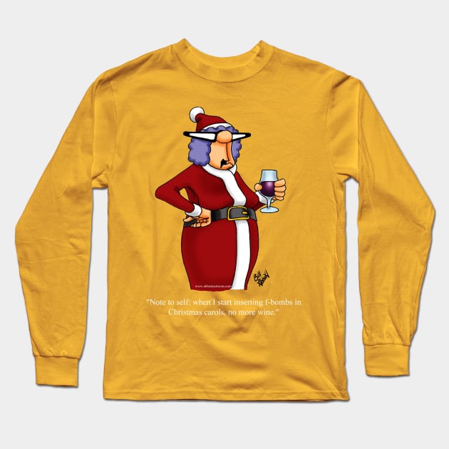 Funny Spectickles Christmas Wine Cartoon Long Sleeve T-Shirt by abbottcartoons